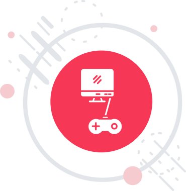 Uzaktan kumanda simgesi ile uzun gölge arkaplan izole beyaz çizgi akıllı ev. Uzaktan kumanda. Kırmızı daire düğmesi. vektör