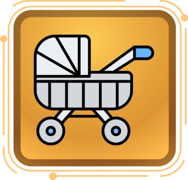 bebek arabası simgesi herhangi bir web tasarımı için beyaz üzerine izole edilmiş çizgi film tarzı