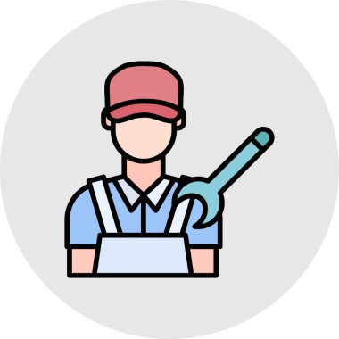 İşçi. Web simgesi basit illüstrasyon