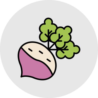 Yuvarlak çerçeveli bir ağacın sevimli ve renkli vektör çizimi