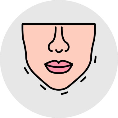 Siyah saçlı, çizgi ve doldurma simgesi olan kadın başlığı