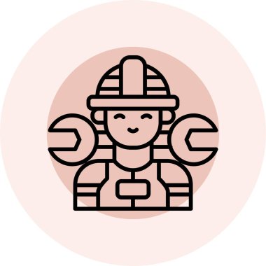 Kasklı ve fenerli bir kadının vektör çizimi