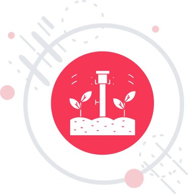 Beyaz çizgi Su Kutusu simgesi beyaz arkaplanda izole edildi. Sulama sembolü. Kırmızı daire düğmesi. Vektör.