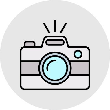 Web ve mobil uygulaması tasarım, kamera logo kavramı için beyaz arka plan üzerinde izole kamera simge vektör