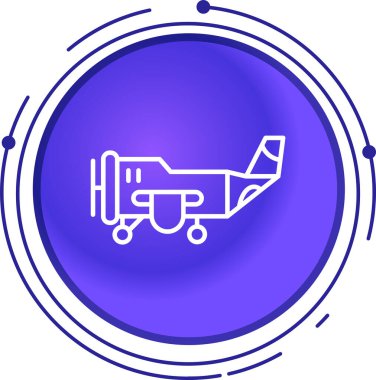 Mavi çizgi uçak simgesi beyaz arkaplanda izole edildi. Uçak sembolü. Çember düğmesi. vektör.