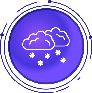 Beyaz arkaplanda çizgi bulutu ve kar simgesi izole edildi. Kar taneli bulut. Tek hava ikonu. Kar tabelası. Renkli taslak konsepti. vektör illüstrasyonu