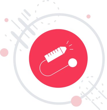 Temizlik simgesi için beyaz çizgi fırçası beyaz arkaplanda izole edildi. Kırmızı daire düğmesi. vektör illüstrasyonu