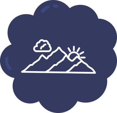 Mavi gökyüzü olan bir dağın vektör çizimi.