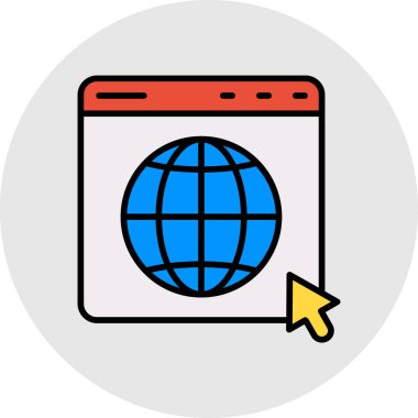 Web tarayıcı simgesi renk ana hatları vektörü