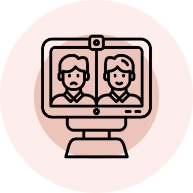 Video konferans ikonu. Ana hatlı buluşma vektör çizimi. düzenlenebilir vuruş.