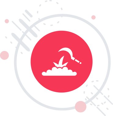 Beyaz pasta simgesi uzun gölge arkaplanı ile izole edilmiş. Doğum günün kutlu olsun. Kırmızı daire düğmesi. vektör illüstrasyonu