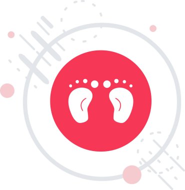 Uzun gölgeli beyaz çizgi insan organı simgesi. Kırmızı daire düğmesi. vektör.