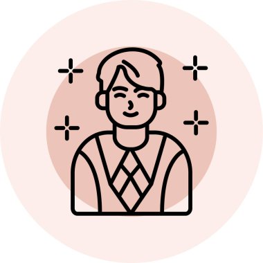 zarif saç stili tasarımı olan avatar adam, vektör illüstrasyonu