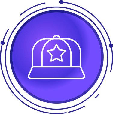 Beyaz arka planda izole edilmiş çizgi polis şapkası ikonu. Polis şapkası. Renkli taslak konsepti. vektör.