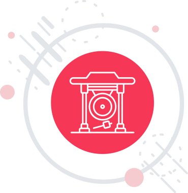 Kırmızı çizgi antik sütun simgesi beyaz arkaplanda izole edildi. Çember düğmesi. vektör illüstrasyonu