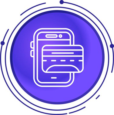 Beyaz arkaplanda işaret simgesi olan beyaz hat akıllı telefon. Çember düğmesi. vektör.