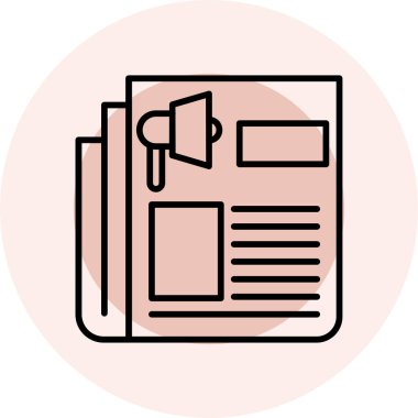 Web simgesi, gazetenin vektör illüstrasyonu