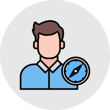 Pusula ile adam, vektör simgesi basit illüstrasyon