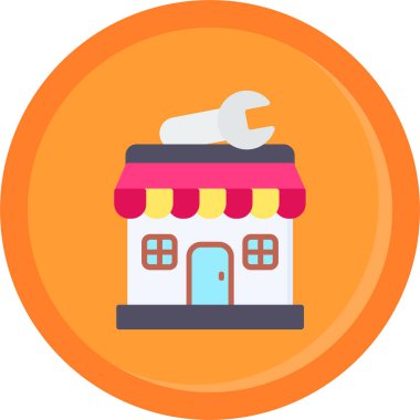 Dükkan. Web simgesi vektör illüstrasyonu