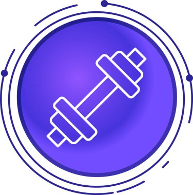 Mavi çizgi halter simgesi beyaz arkaplanda izole edildi. Kas ikonu, fitness zili, spor salonu, spor malzemeleri, spor aletleri. vektör.