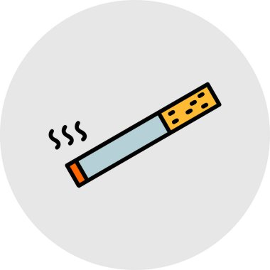 Beyaz arkaplanda izole edilmiş sigara içen düz simge