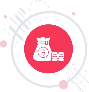 Beyaz zemin üzerinde dolar sembolü olan kırmızı ve siyah çizgi para. Nakit para işareti. Para sembolü. Renkli taslak konsepti. vektör illüstrasyonu