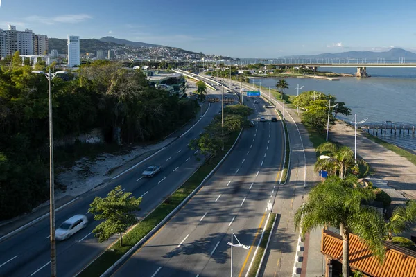 Pohled Vrcholu Mostu Hercilio Luz Florianopolis Santa Catarina Brazílie — Stock fotografie