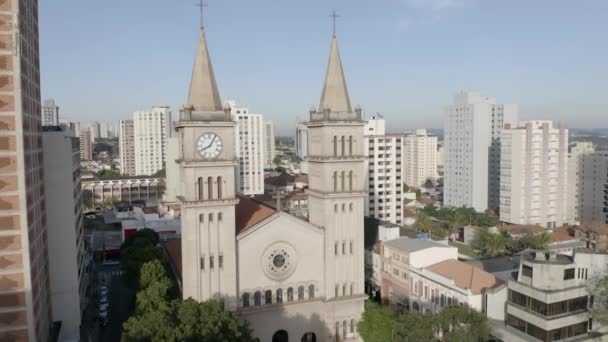 Katedra Widoczna Góry Piracicaba Sao Paulo Brazylia — Wideo stockowe