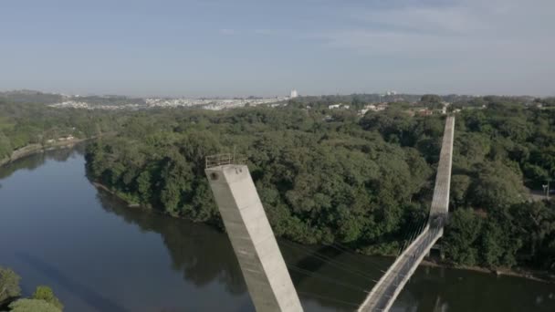 Cable Stayed Brug Met Porto Straat Achtergrond Piracicaba Sao Paulo — Stockvideo