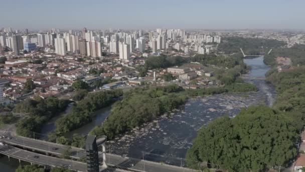 Broar Över Floden Piracicaba Sett Ovanifrån Sao Paulo Brasilien — Stockvideo