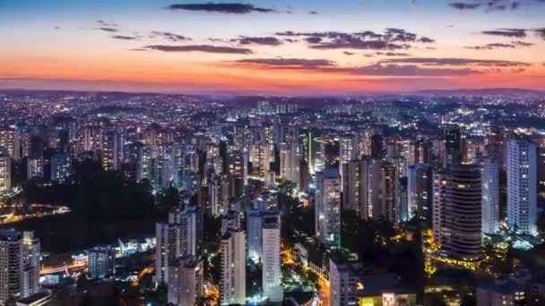 Flug Über Gebäude Viertel Morumbi Der Abenddämmerung Sao Paulo Brasilien — Stockvideo