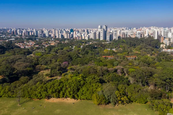 Parque Ibirapuera Com Prédios Segundo Plano São Paulo Brasil — Fotografia de Stock