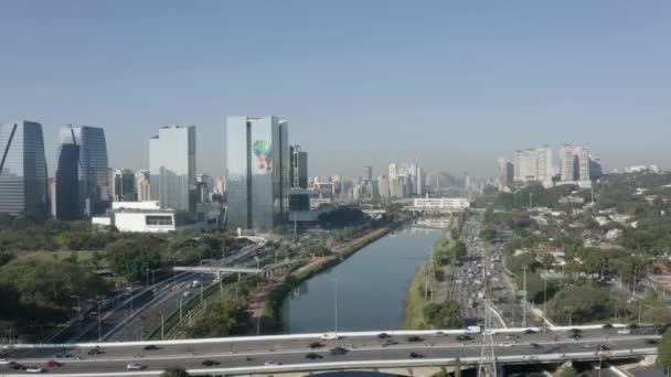 Construção Nas Margens Rio Pinheiros São Paulo Brasil — Vídeo de Stock