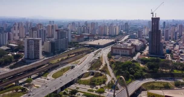 Vista Aérea Avenida Radial Leste Estação Trem Metrô Tatuape Distrito — Vídeo de Stock