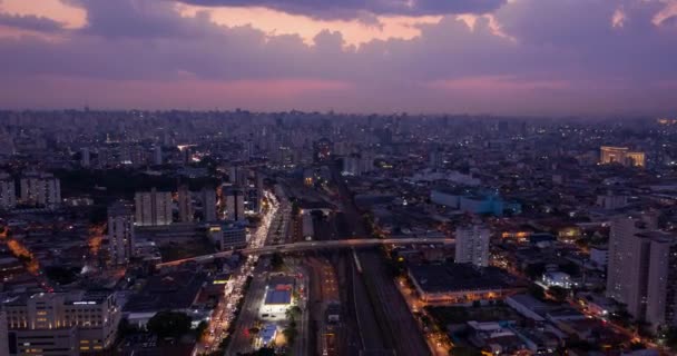 Night Aerial View Avenida Radial Leste Eastern Region City Sao — Stock Video