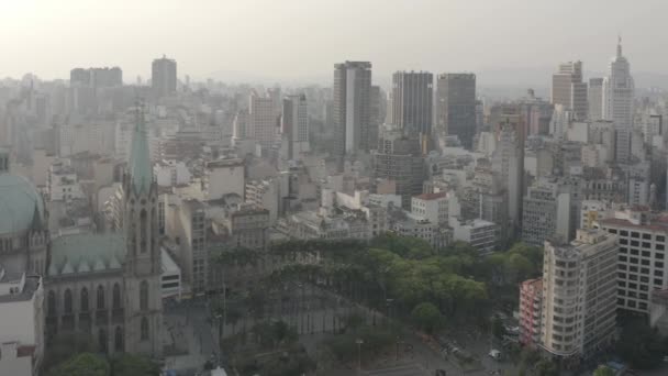 Square Sentrum Sao Paulo Sett Ovenfra Brasil – stockvideo