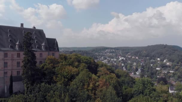 Vista Volo Uccello Del Palazzo Del Langravio Marburg Germania — Video Stock