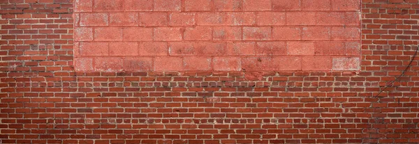 Panorama Red Brick Red Painted Concrete Block Insert Vignette Urban — Stock Photo, Image
