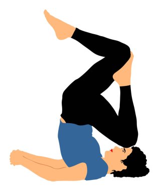 Beyaz arka plan üzerinde izole yoga egzersiz yapıyor kadın