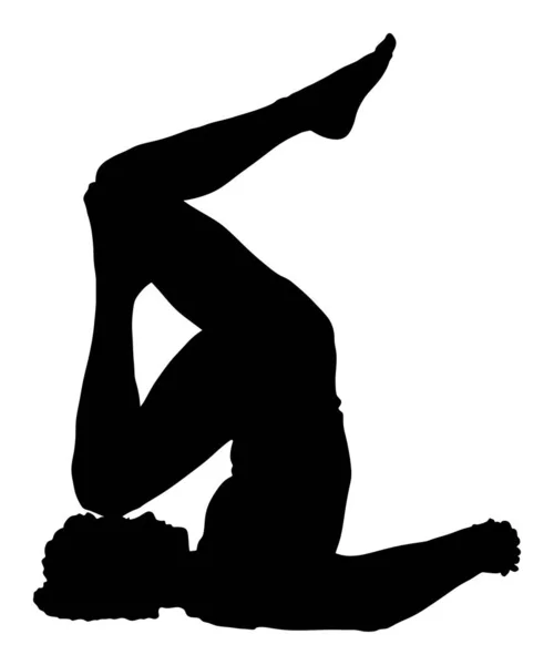 Frau Übt Yoga Yoga Pose Vektor Silhouette Illustration Isoliert Auf — Stockvektor