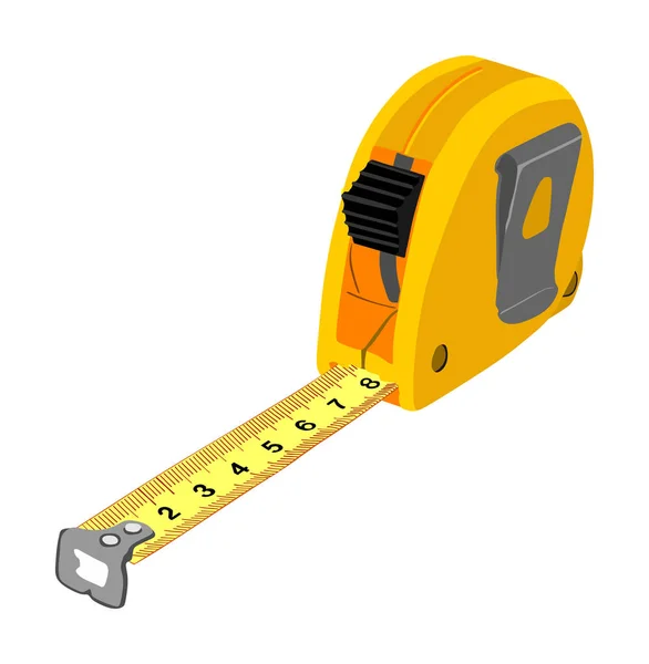 Vetor Fita Métrica Amarelo Isolado Fundo Branco Ferramenta Construção Fita — Vetor de Stock