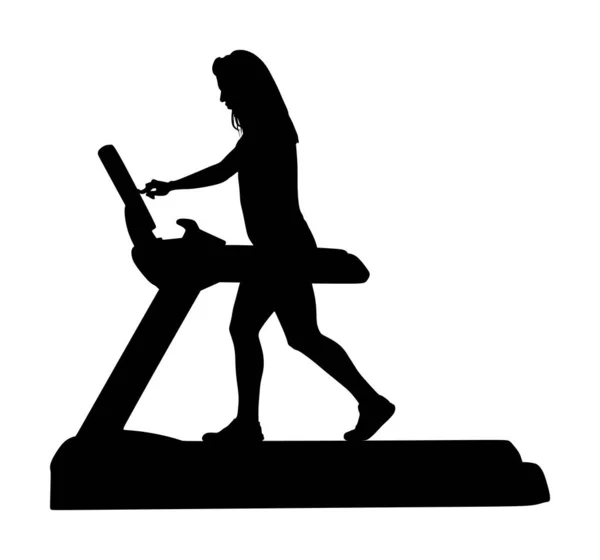 Woman Treadmill Isolated White Background — 스톡 벡터