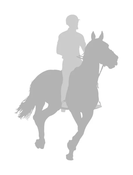 Elegant Racing Horse Gallop Vector Silhouette Illustration Isolated White Background — Stock Vector