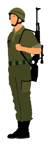 Saludo Soldado Del Ejército Con Rifle Francotirador Servicio Ilustración Vectorial — Archivo Imágenes Vectoriales