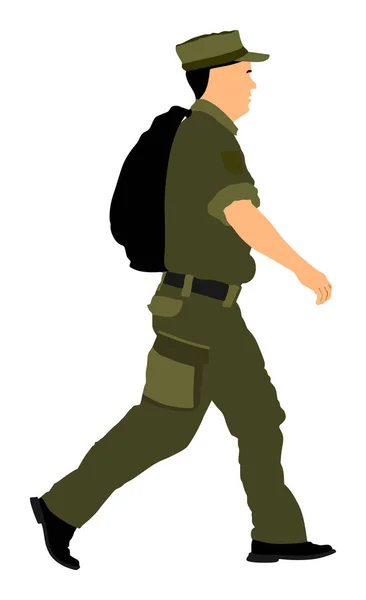 Soldier Returning Home Walking Back Home Vector Illustration Memorial Day — Stock Vector