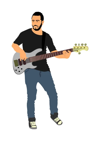 Vektor Gitar Pemain Ilustrasi Terisolasi Pada Latar Belakang Putih Musik - Stok Vektor
