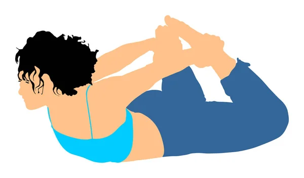 Woman Exercises Yoga Yoga Pose Vector Illustration Isolated White Background — Stock Vector