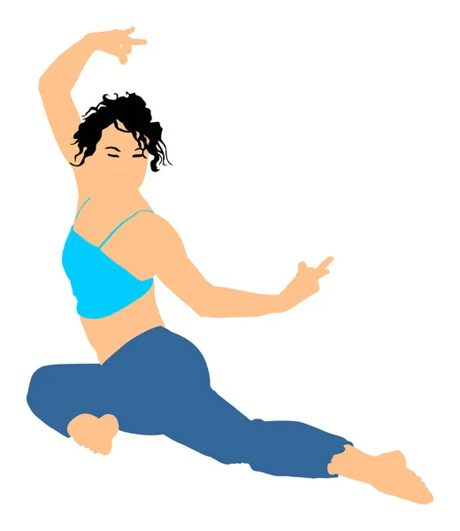 Woman Exercises Yoga Yoga Pose Vector Illustration Isolated White Background — Stock Vector