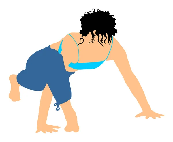 女人练瑜伽 瑜伽是一种在白色背景上孤立的矢量图解 年轻女子在健身房晨练 芭蕾姑娘来了 锻炼身体 精神锻炼 — 图库矢量图片