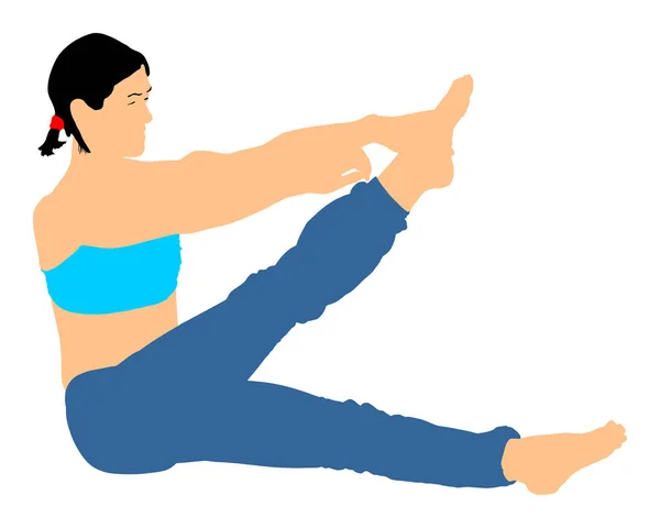 Frau Übt Yoga Yoga Pose Vektor Illustration Isoliert Auf Weißem — Stockvektor
